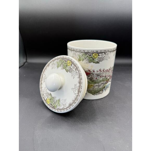 Johnson Bros Friendly Village Multicolor Transferware Lidded Canister - Picture 2 of 8